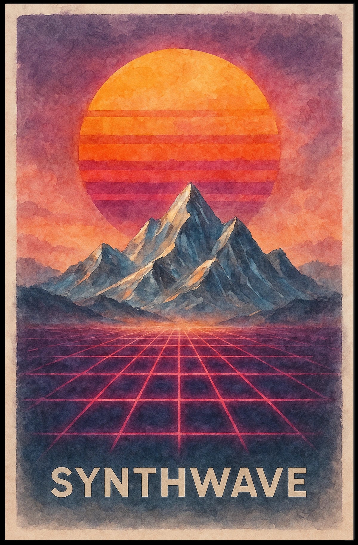 Synthwave Neon Horizon Retro-Futuristic Sci-Fi Poster