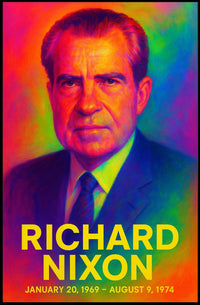 Richard Nixon 37th President of the United States Neon Gradient Overlay Poster