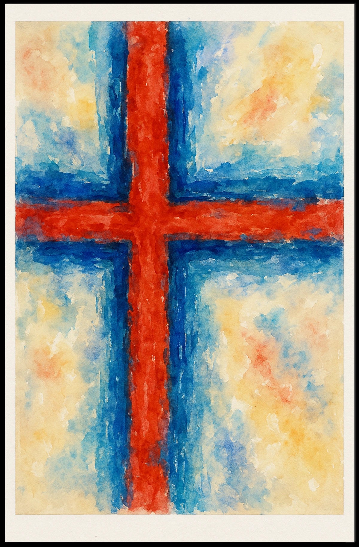 Abstract Cross In Watercolor Abstract Poster