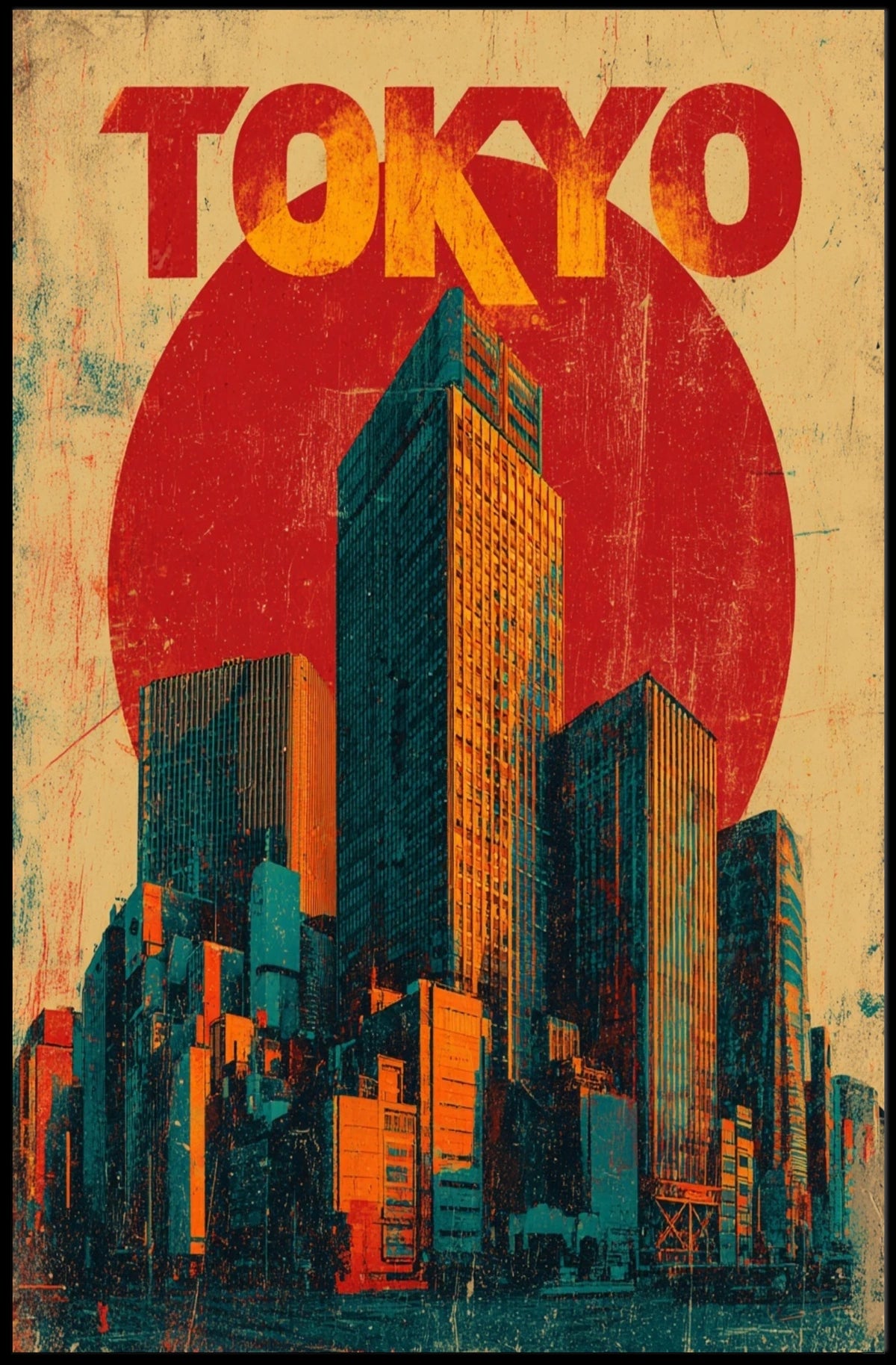 Tokyo Skyline Retro Poster