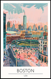 Boston Cityscape Illustration Poster PosterGoat