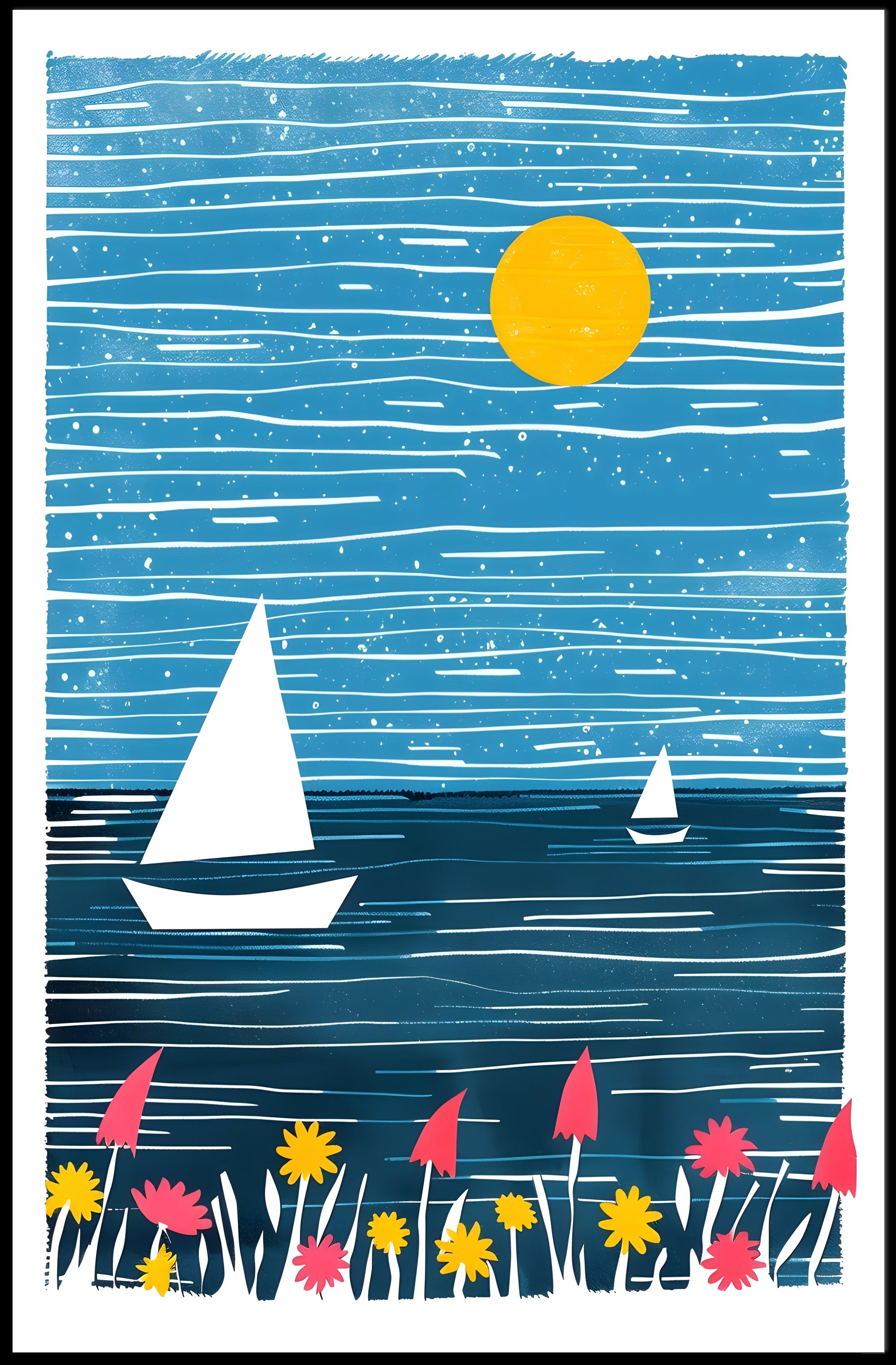 Seascape Poster Modern Coastal Wall Art Print