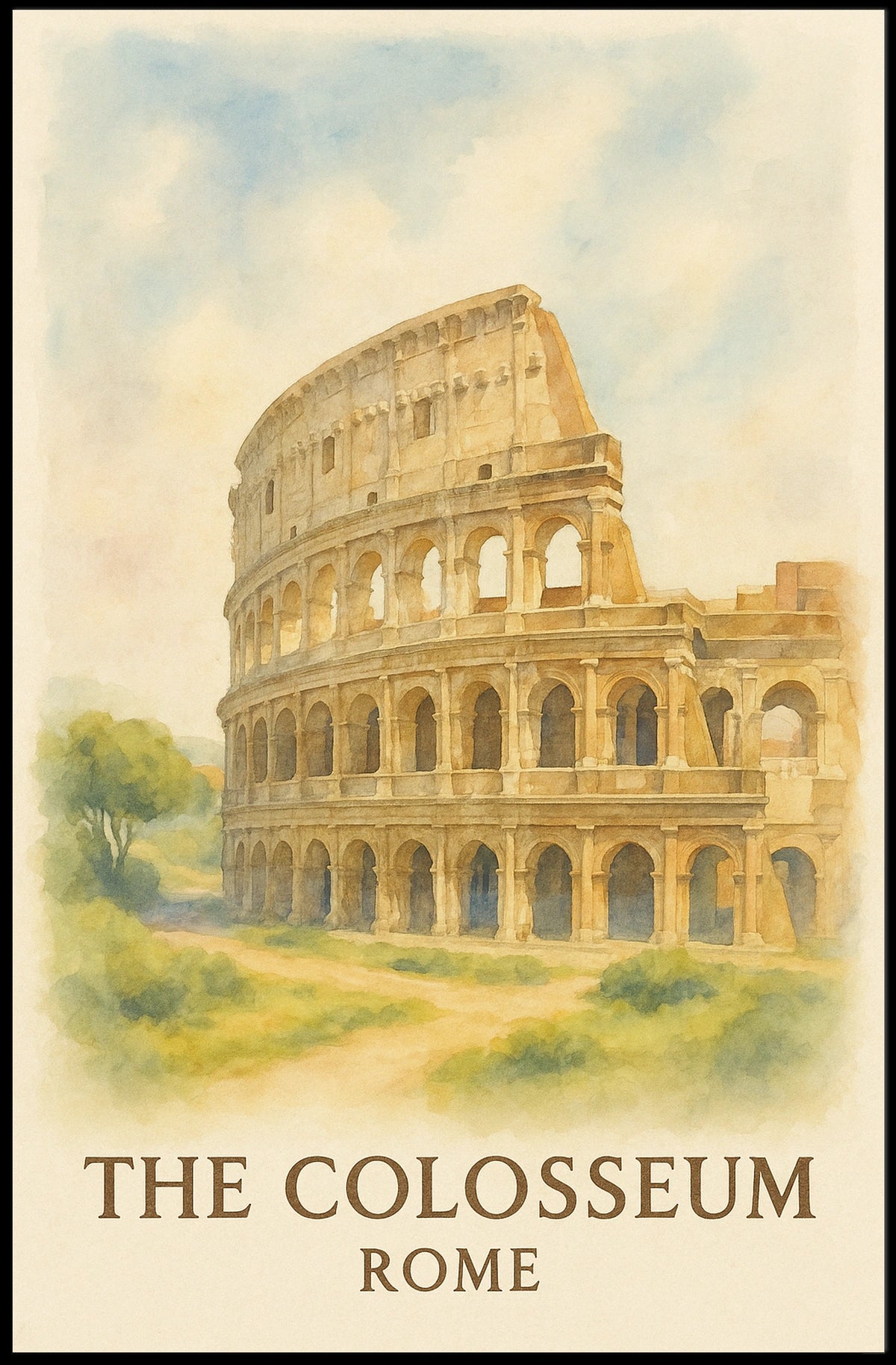 Colosseum Watercolor Art Print - Travel Poster