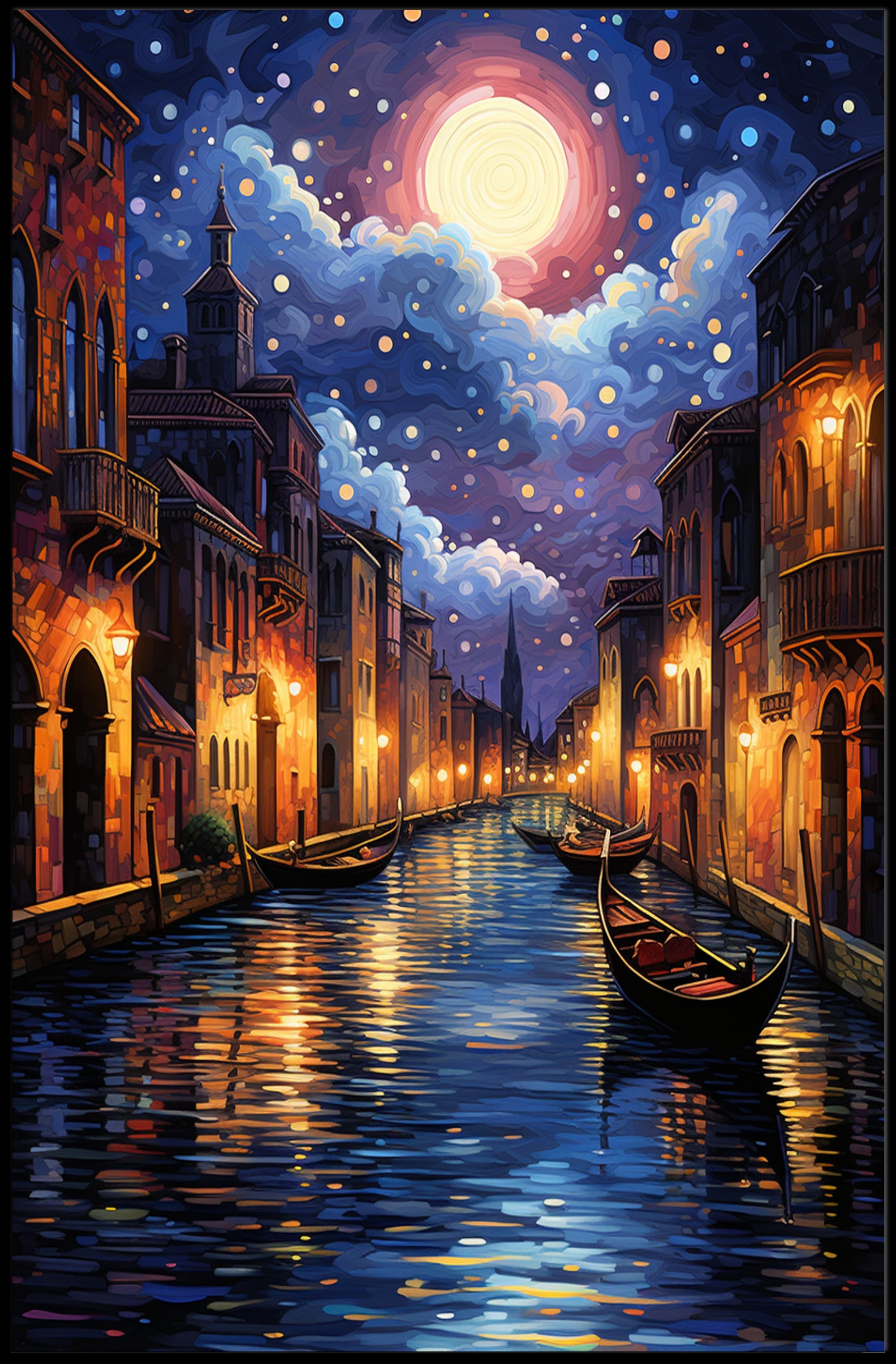 Moonlit Venice Canal Poster