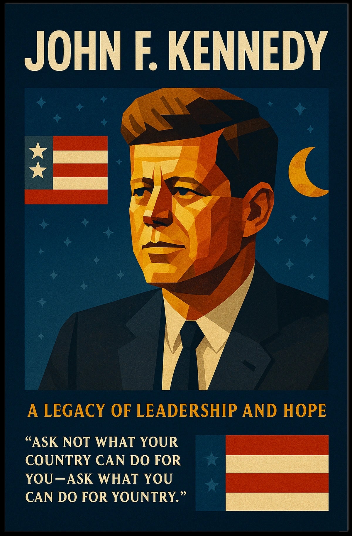 Kennedy Legacy Vintage Patriotic Poster: Leadership & Hope