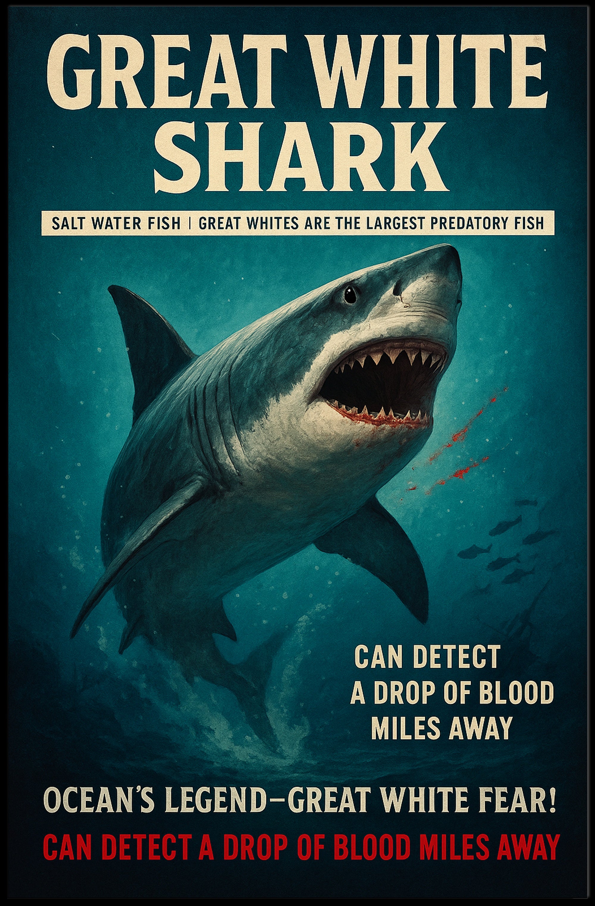 Great White Shark โ Ocean's Legend Poster PosterGoat