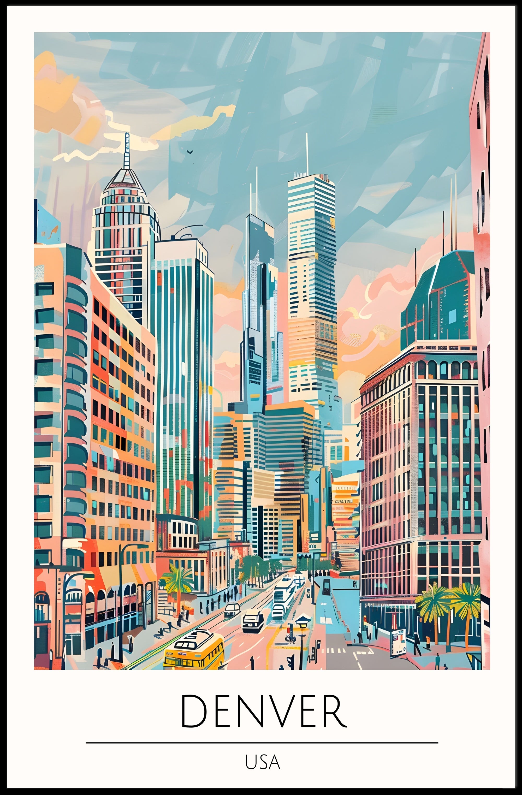 Vibrant Denver Cityscape Poster PosterGoat