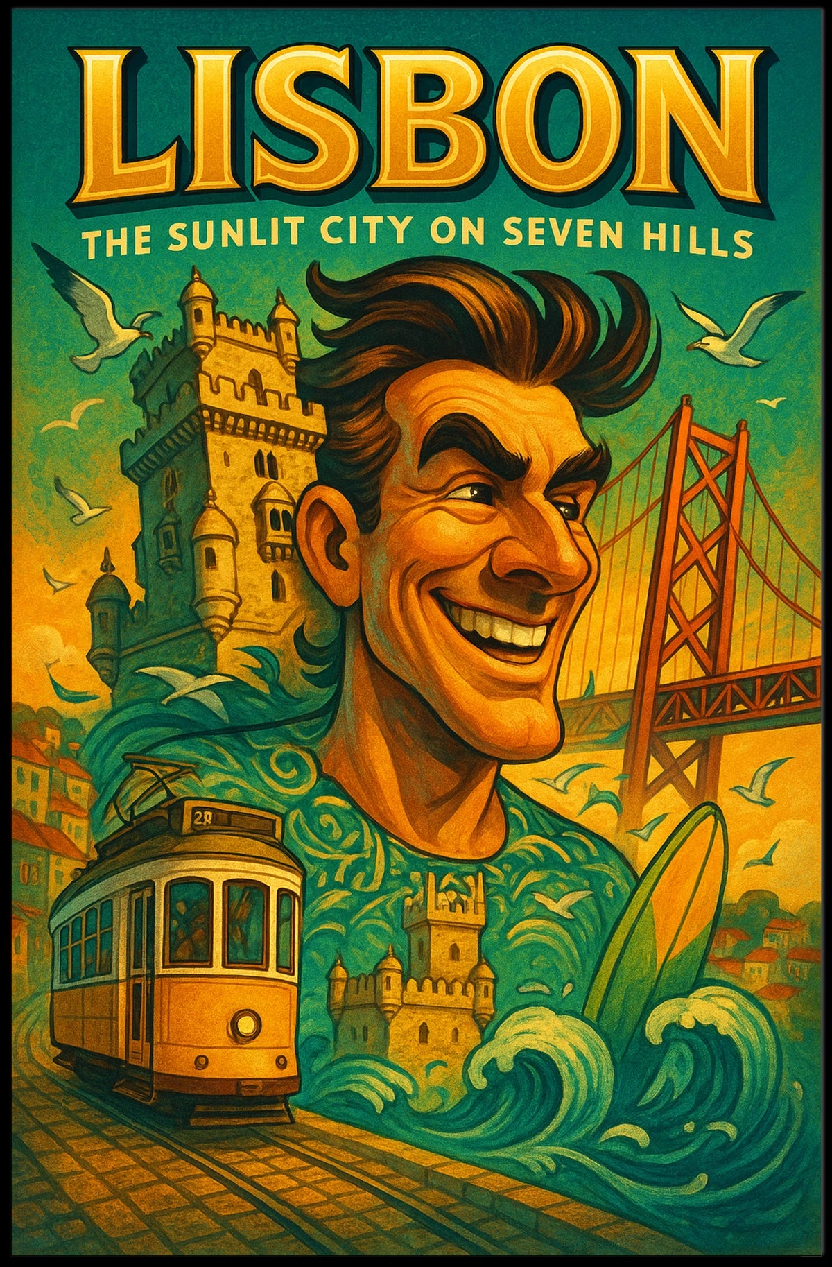 Lisbon The Sunlit City on Seven Hills Poster