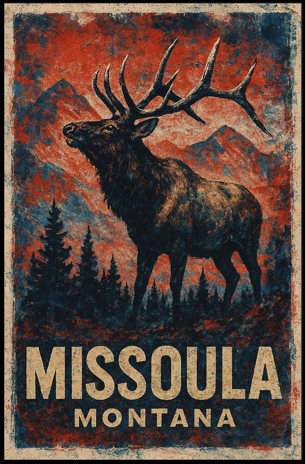 Missoula Montana Scenic Vintage Wanderlust Poster