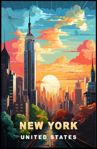 New York City Urban Skyline Poster Modern Wall Art