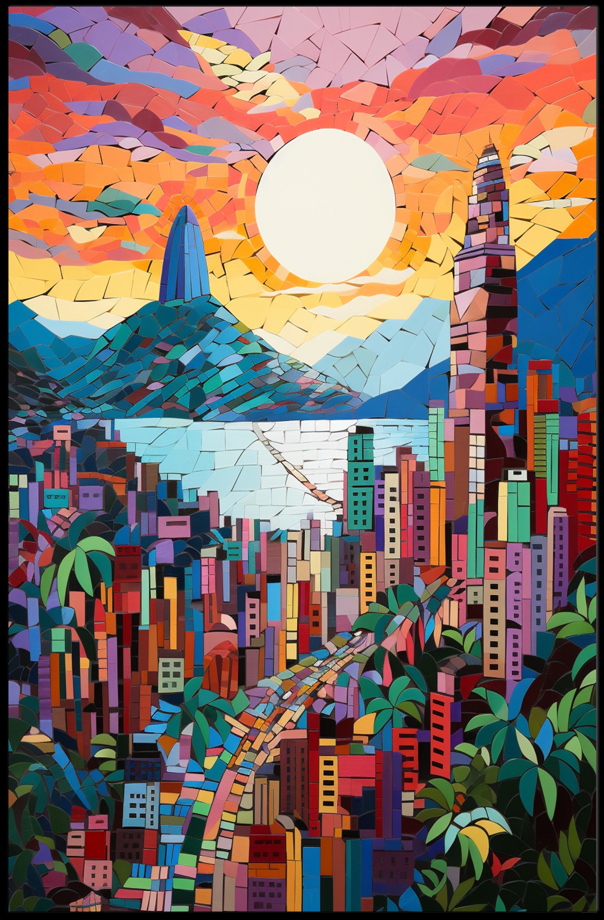 Vibrant Cityscape Mosaic Poster