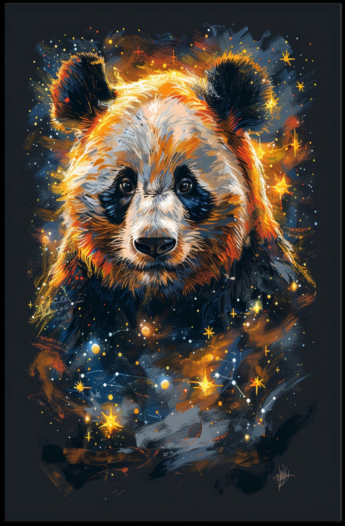 Vivid Abstract Cosmic Panda Animal Poster