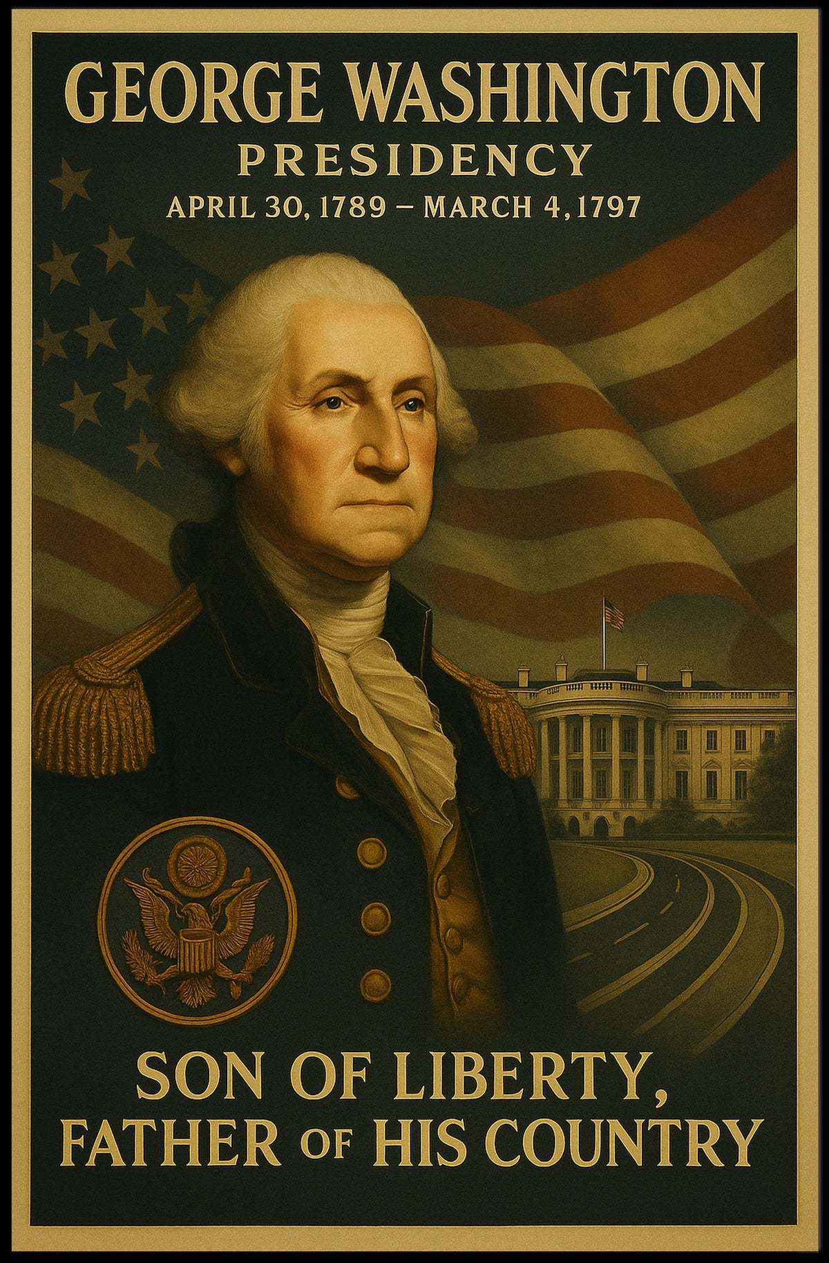 George Washington Presidential Portrait Historical Poster