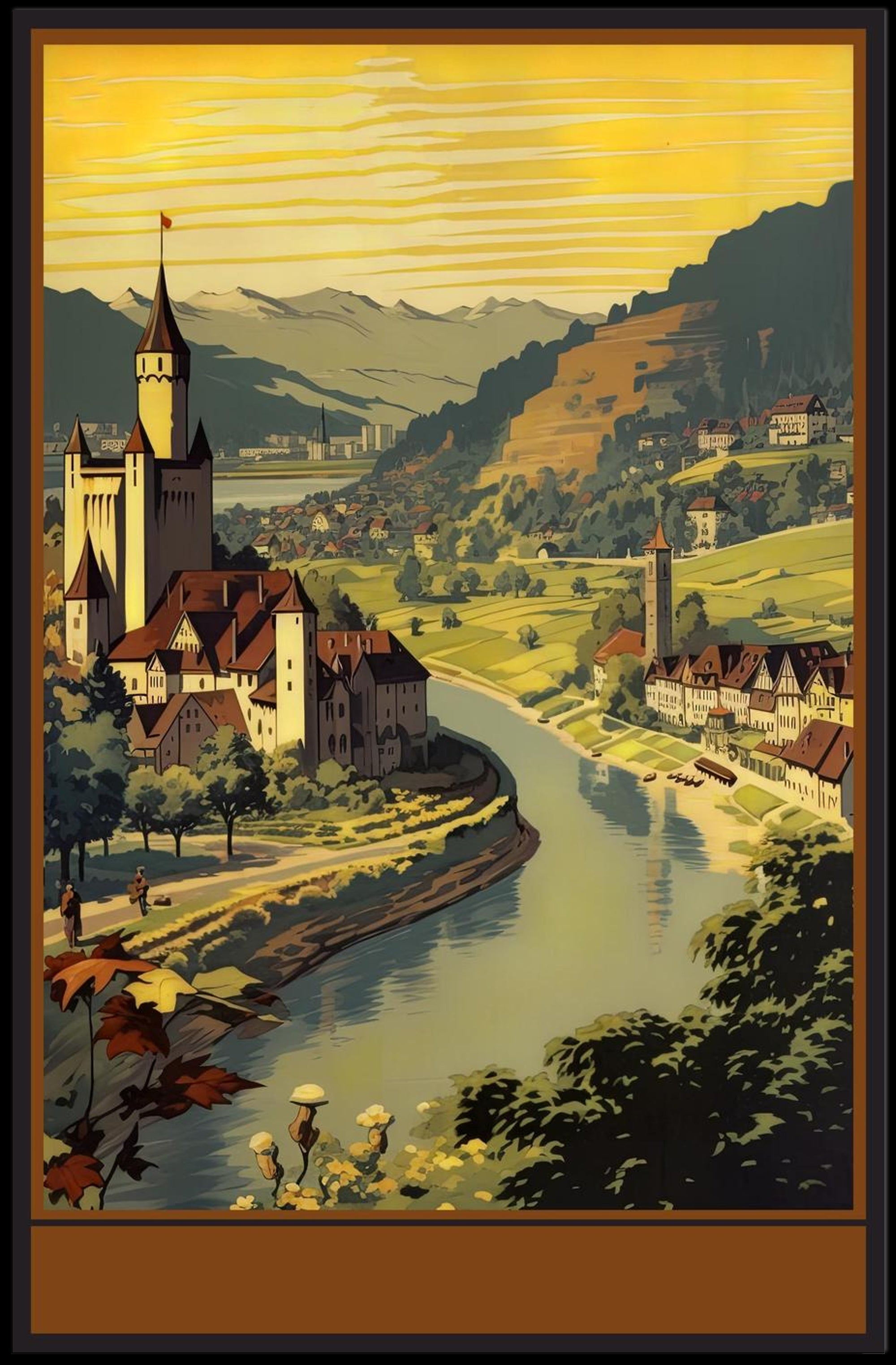 Serene Riverside Castle Poster