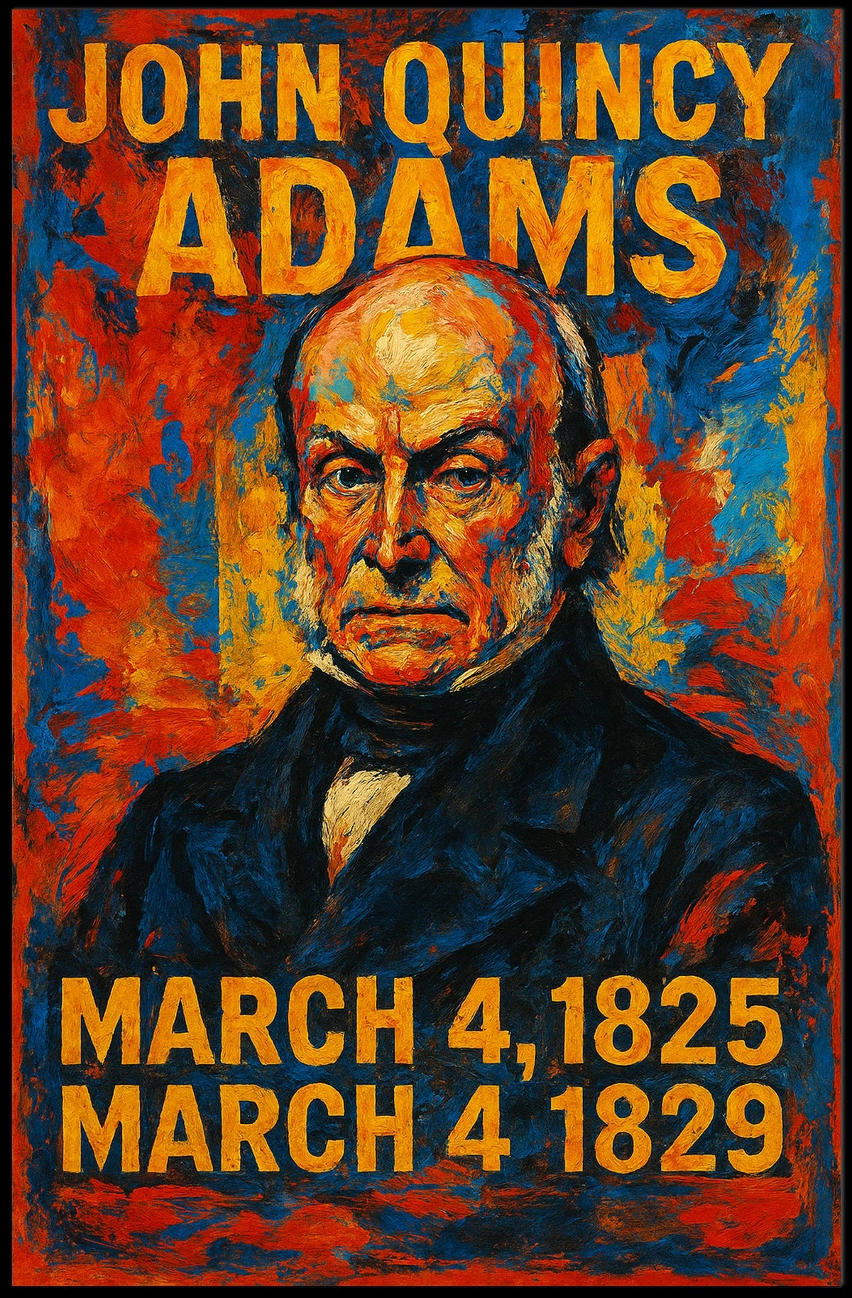 John Quincy Adams 6th President of the United States Glitch Hop Art Poster