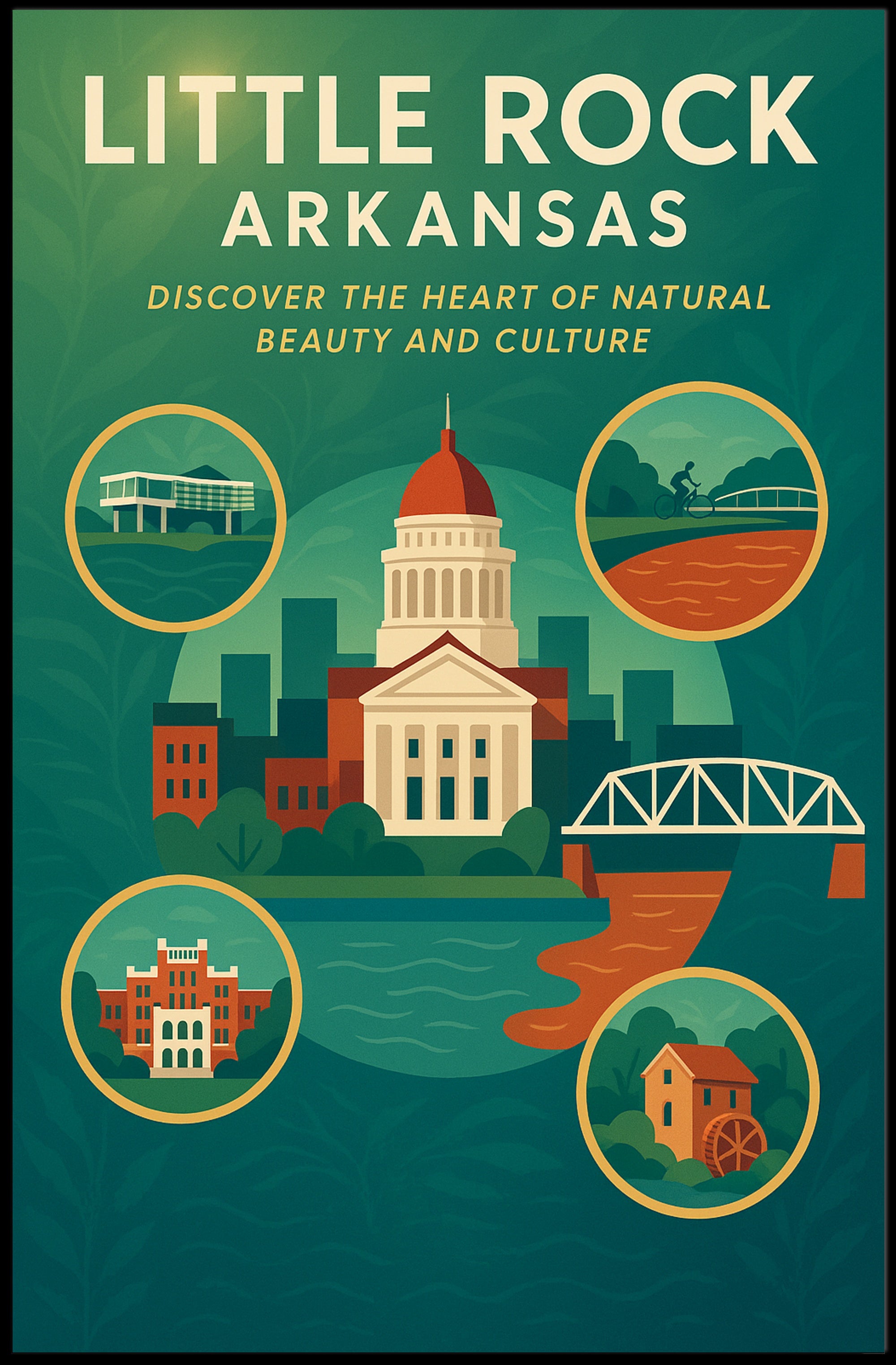 Little Rock, Arkansas Discover Natural Beauty and Culture Poster PosterGoat