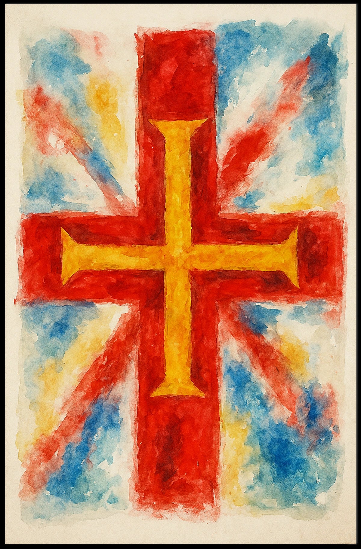 Vibrant Cross And Flag Poster