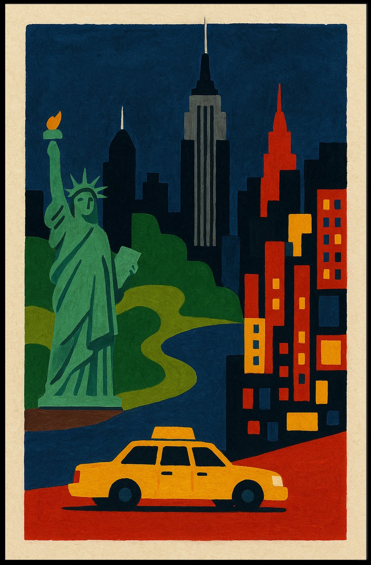 New York City Landmarks Poster Modern Wall Art For Home