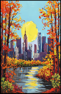 Autumn Cityscape Poster: Vibrant Urban Art Print