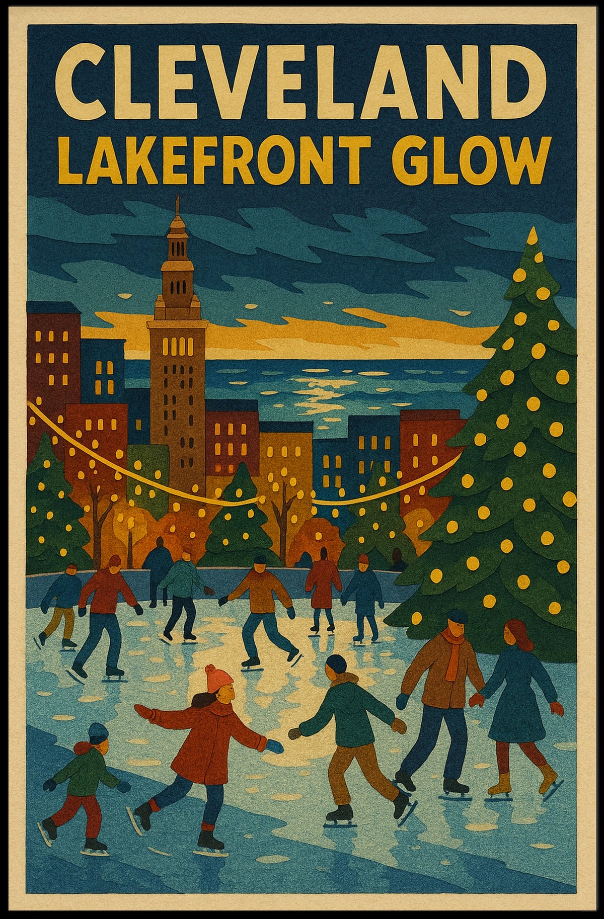Cleveland Lakefront Glow Poster