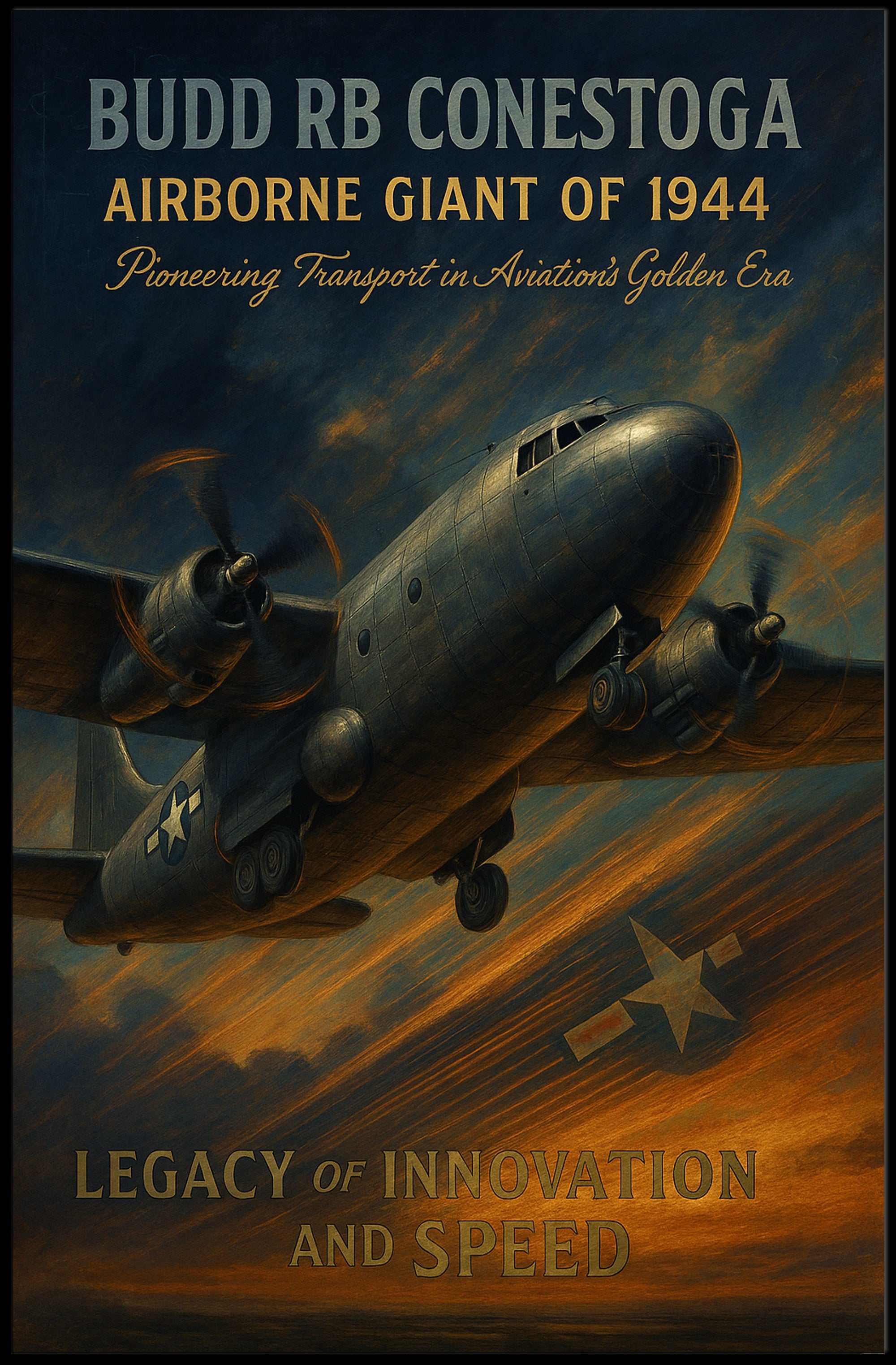 Budd RB Conestoga Vintage WWII Aviation Poster