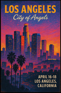 Los Angeles Skyline Vintage Illustration Urban or Cityscape Poster
