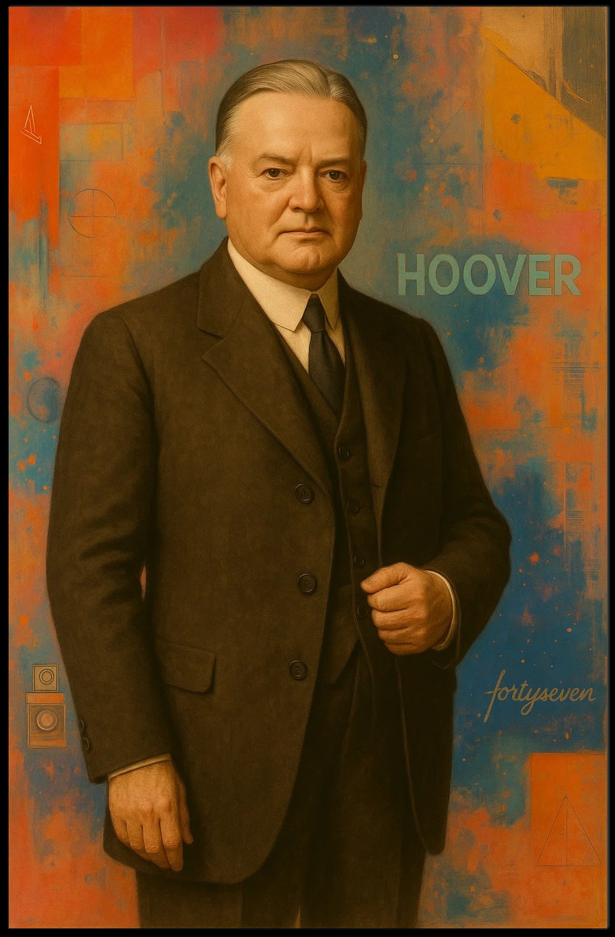 Elegant Portrait with Geometric Elegance: Abstract, Artistic Poster