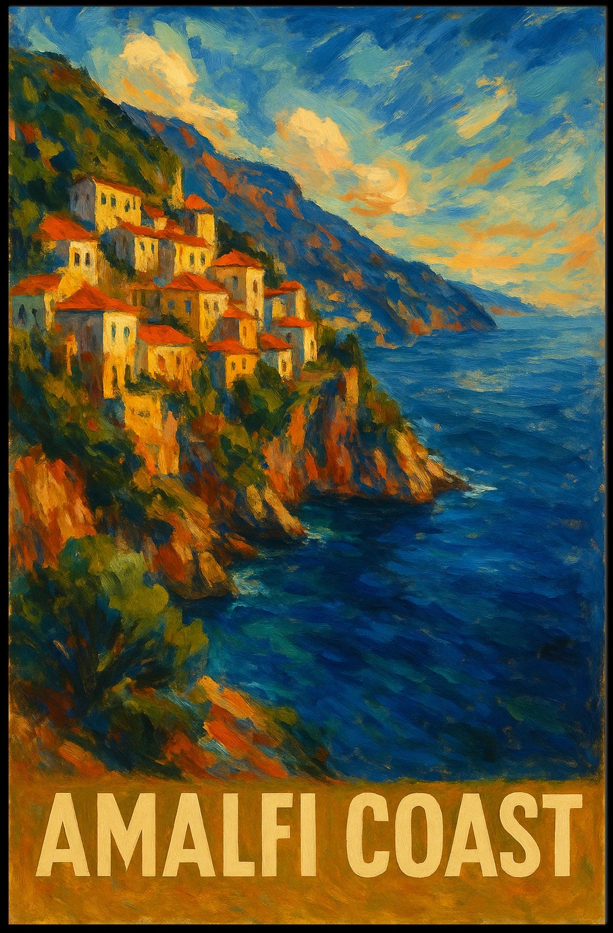 Amalfi Coast Poster Wall Art For Coastal Home Decor