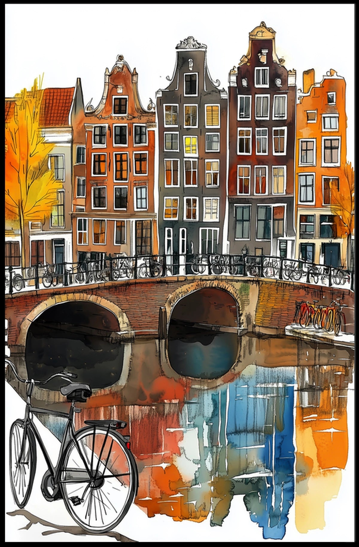 Netherlands Amsterdam Canal and Colorful Houses Poster