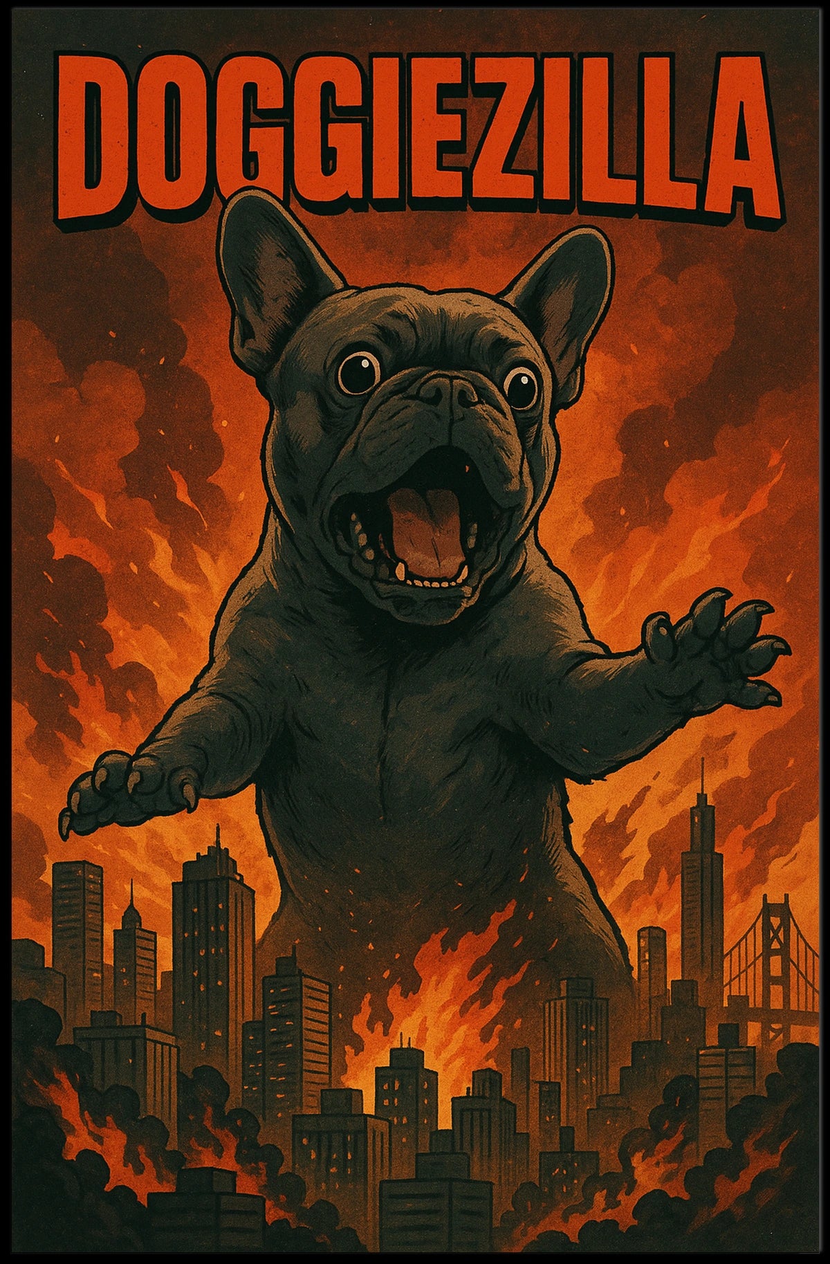 Doggiezilla Poster Real World Scenery Wall Art 18x24