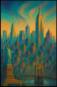 New York City Dreamscape Poster Abstract Cityscape Wall Art