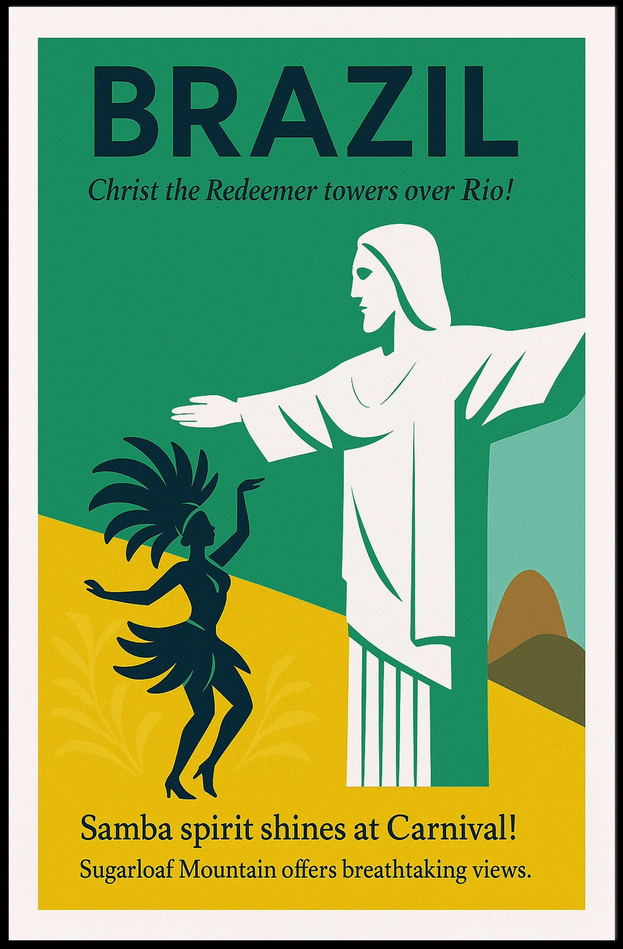 Brazil Carnival and Christ the Redeemer Poster PosterGoat