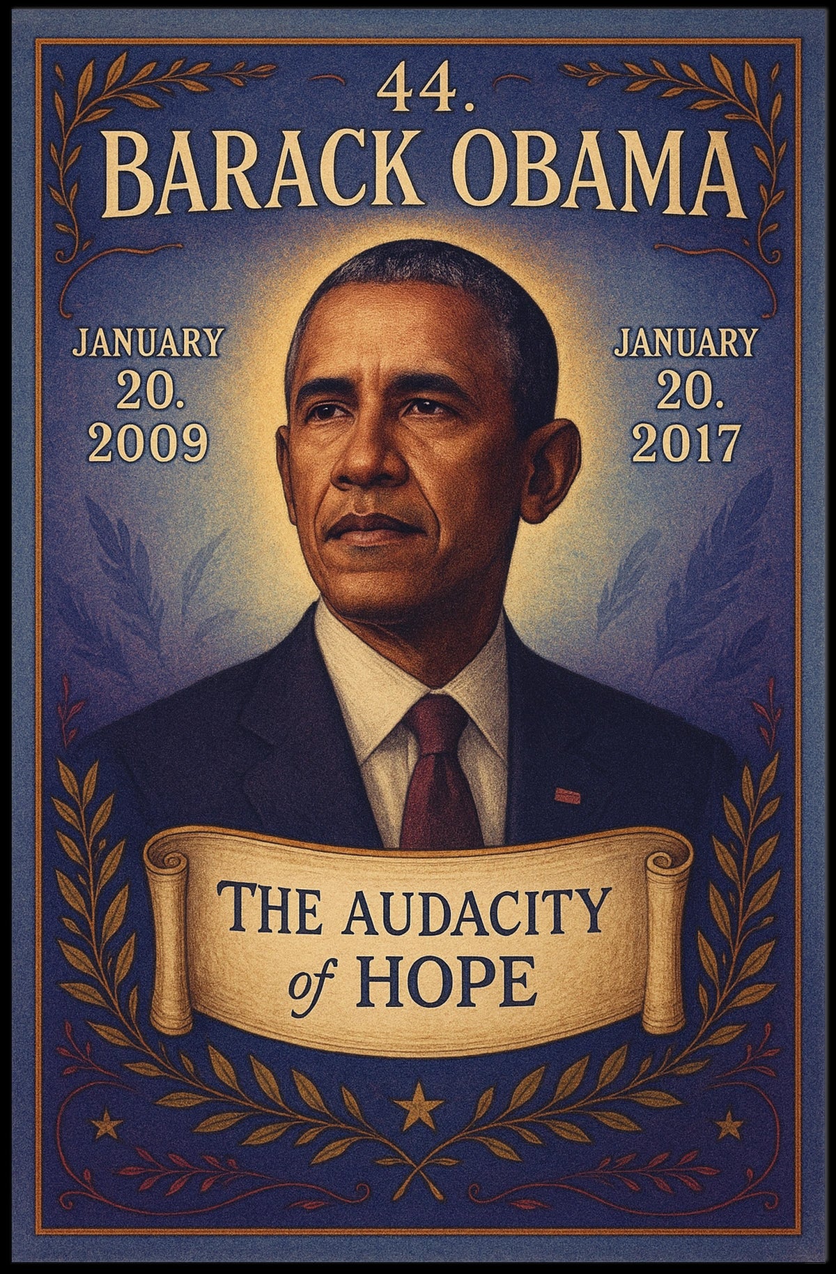 Barack Obama Portrait for Historical Presidential Poster