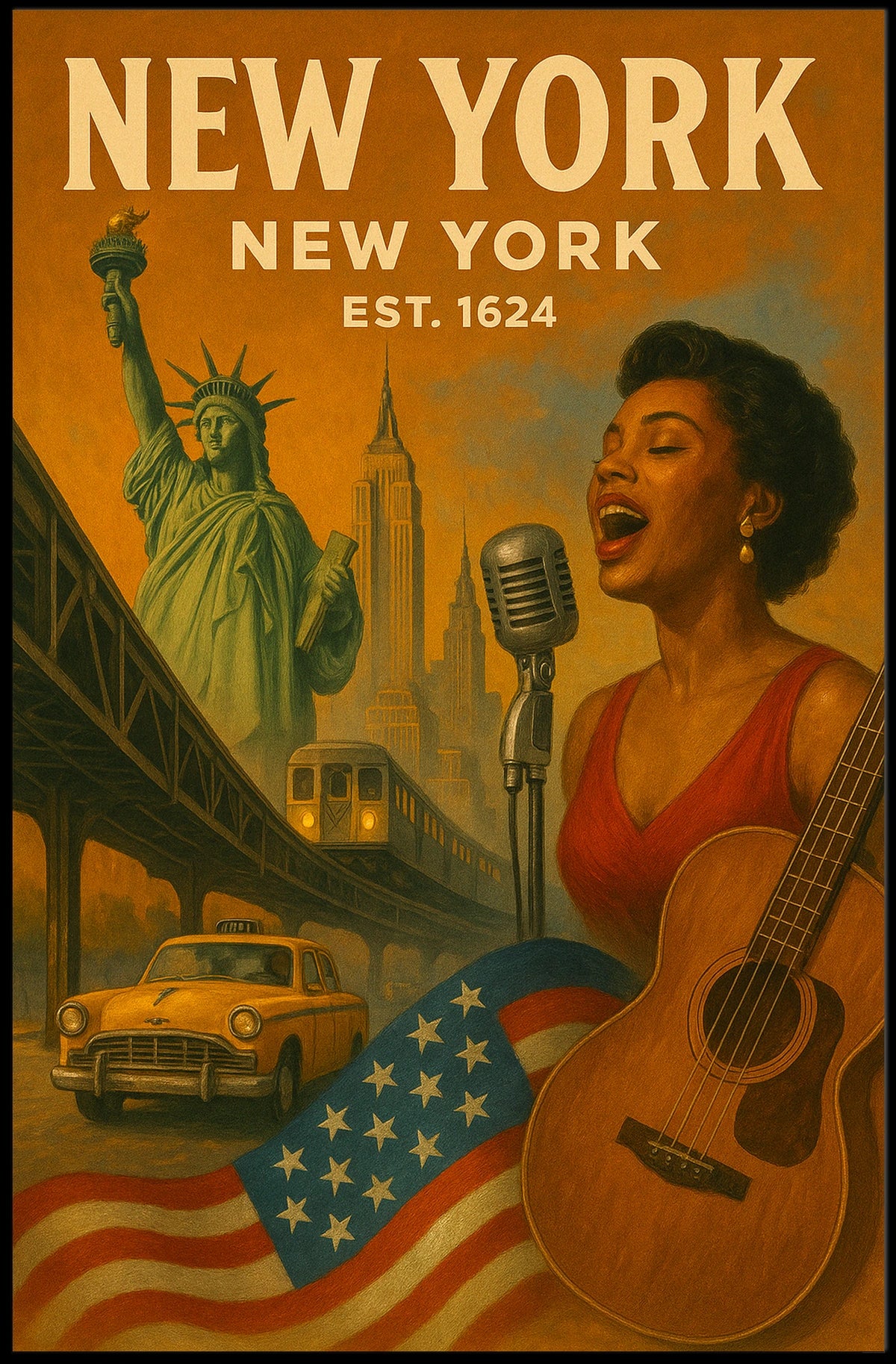 New York City Cultural Heritage Poster Vintage Wall Art