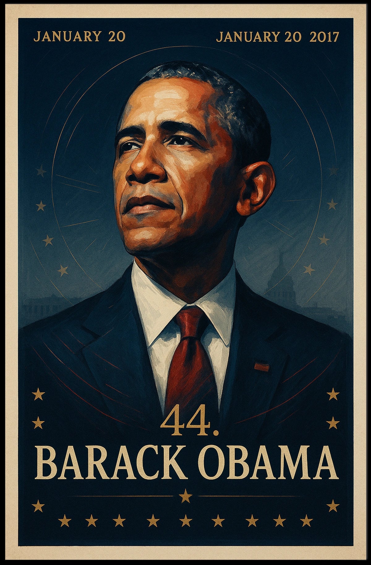 Barack Obama stylized portrait historical presidential poster