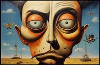 Surreal Face and Whimsical Desert Artistic Poster