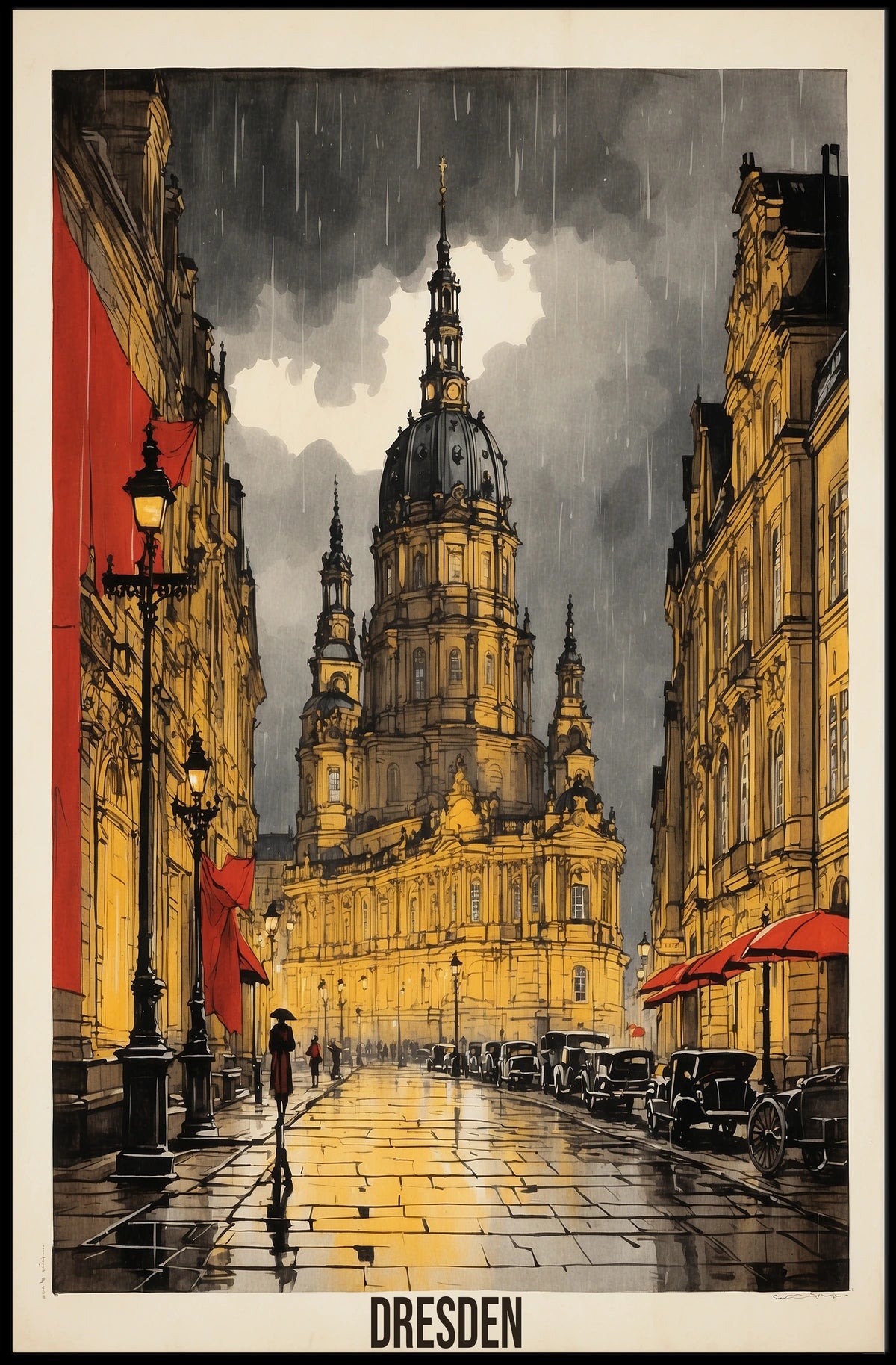 Dresden in the Rain Poster