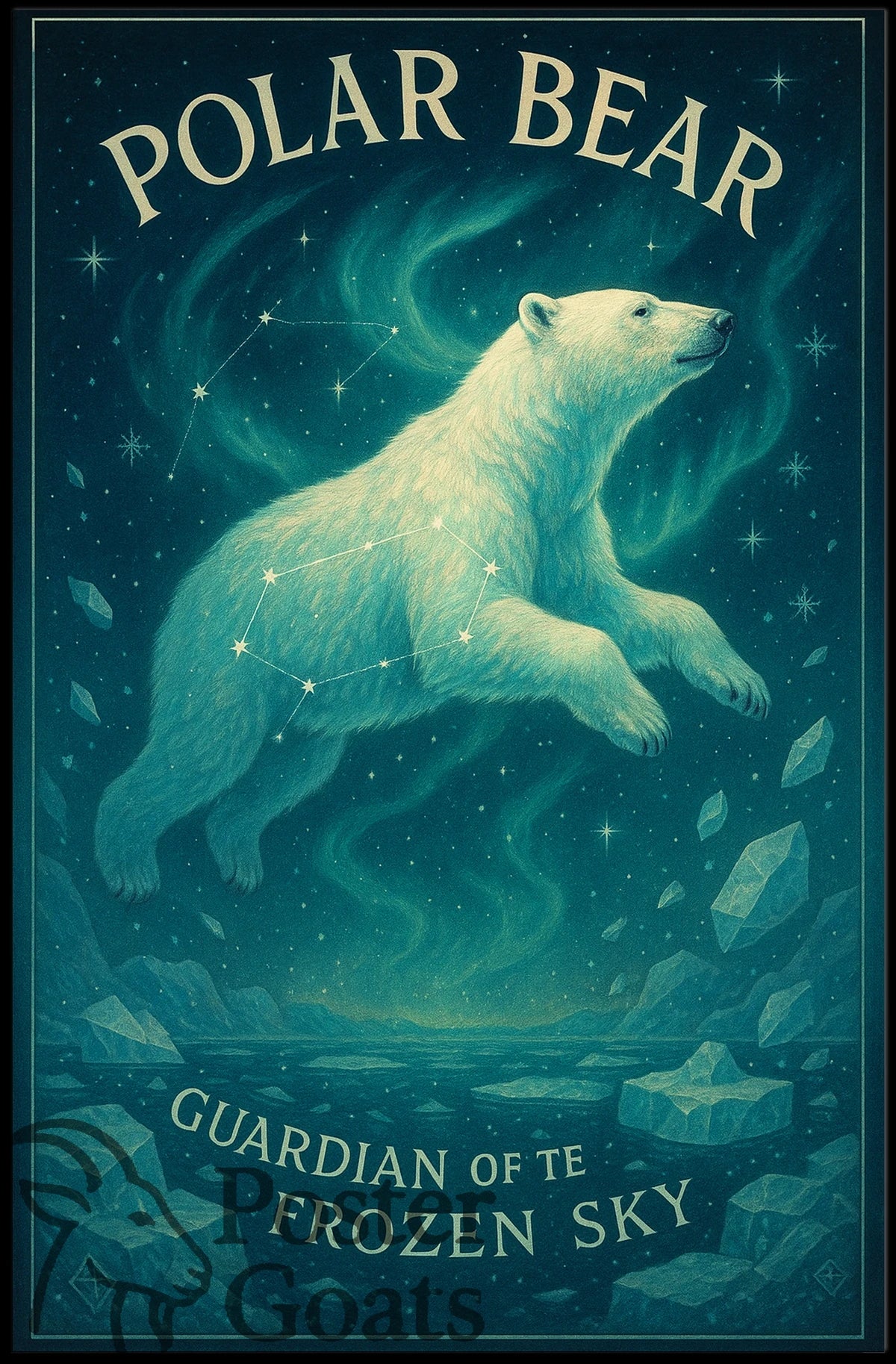 Majestic Polar Bear Cosmic Art Animal Poster