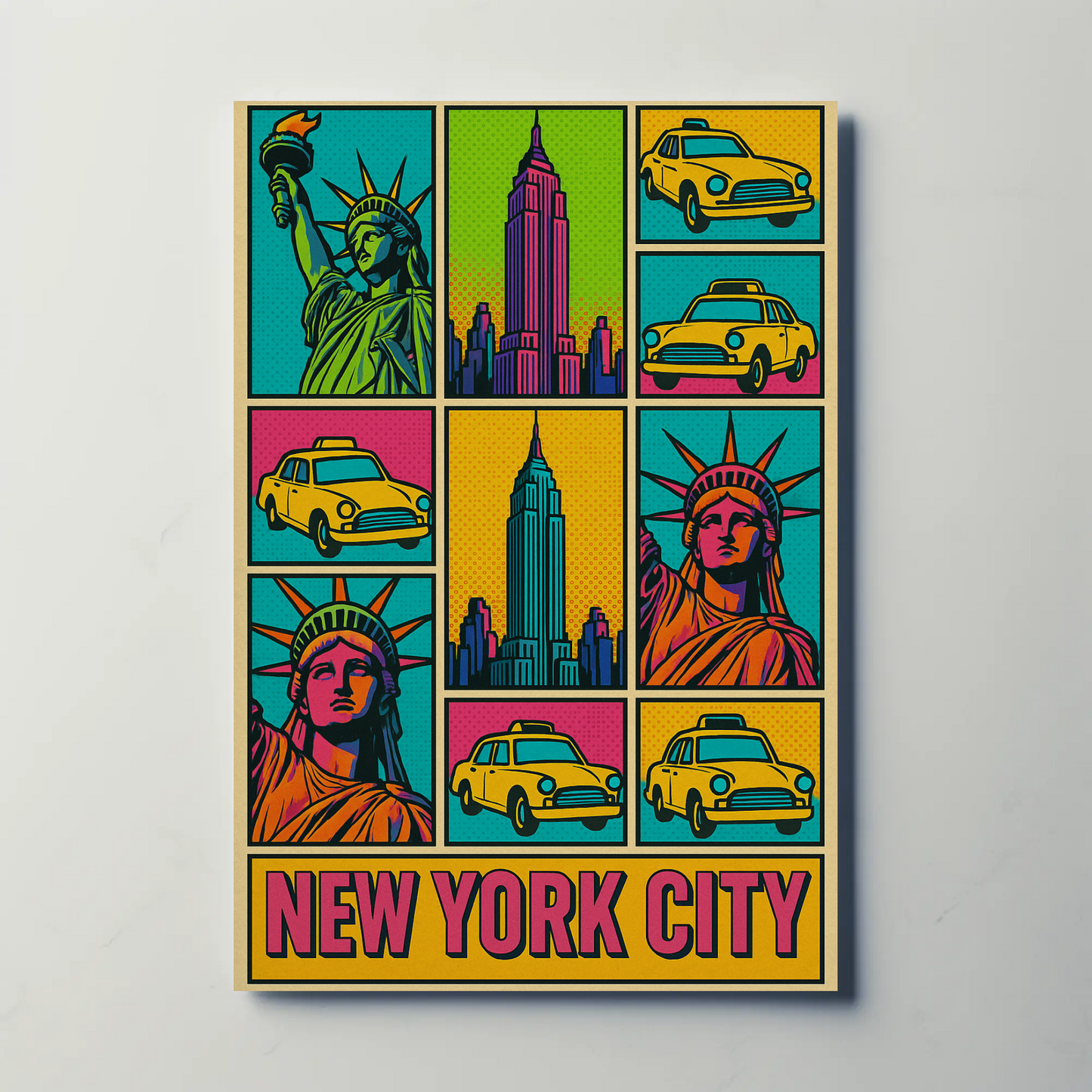 Vibrant New York City Icons Pop Art Travel Poster