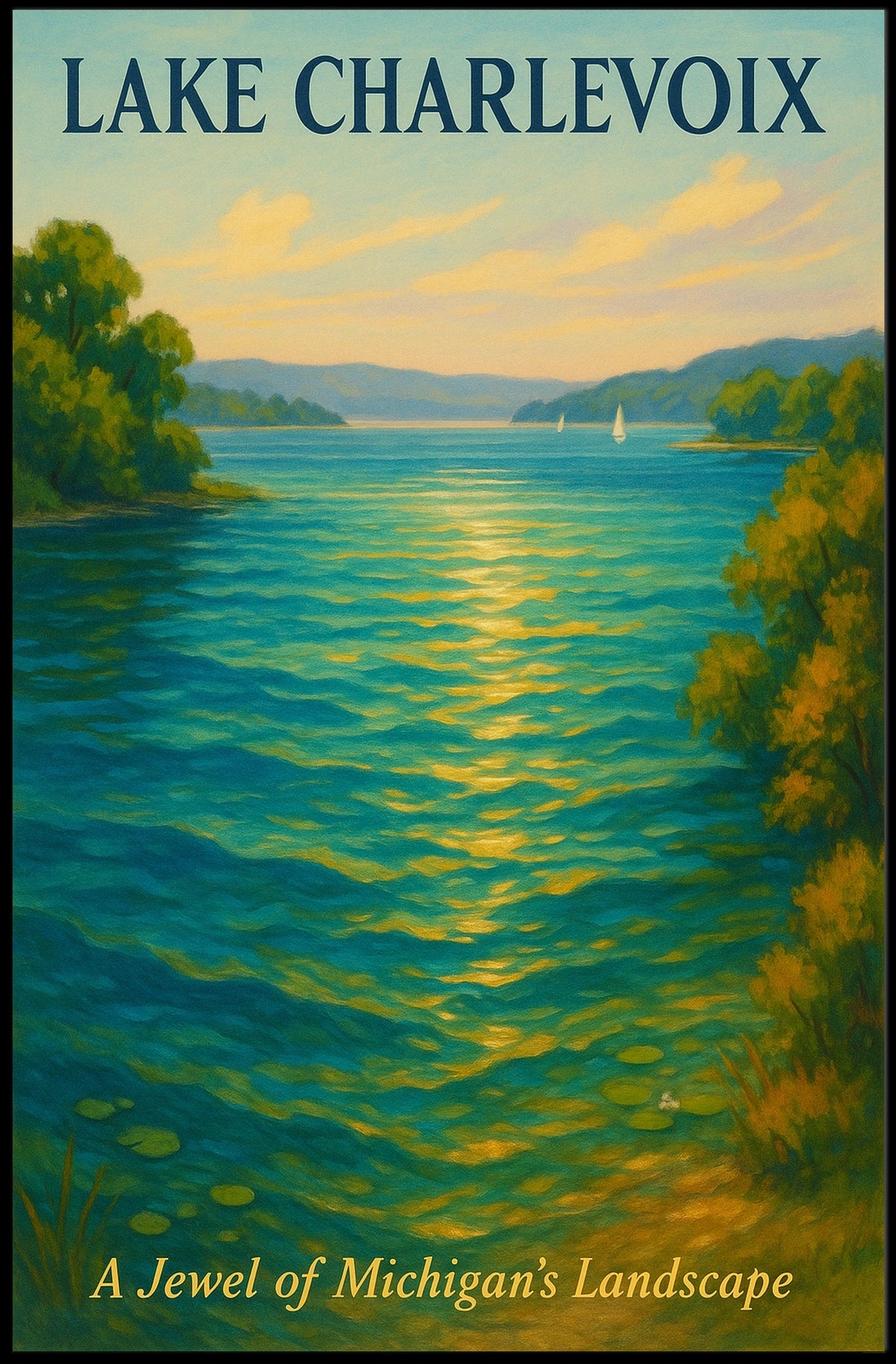 Lake Charlevoix Serenity Scene Travel Poster