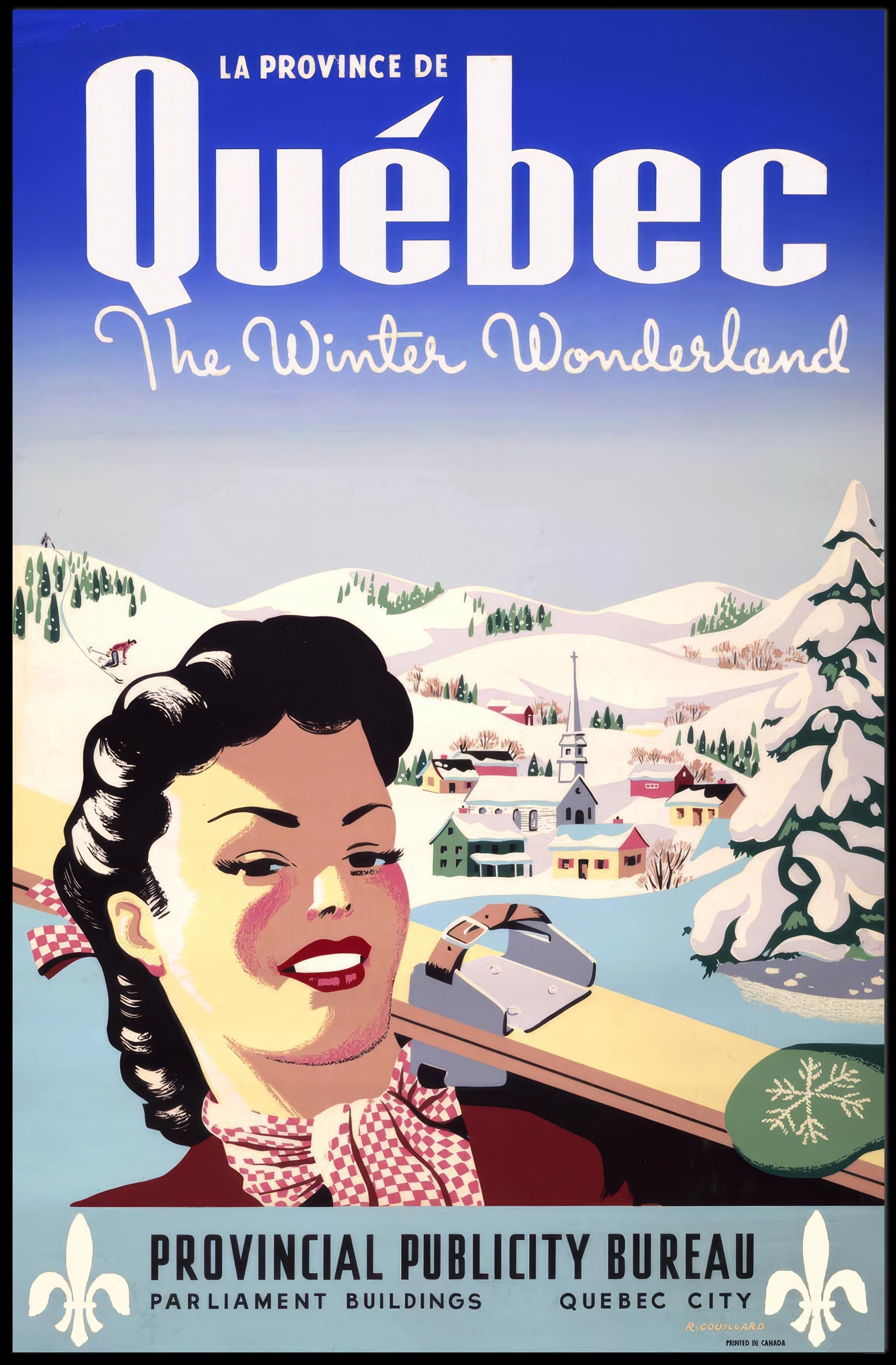 Vintage Québec Winter Wonderland Travel Poster PosterGoat