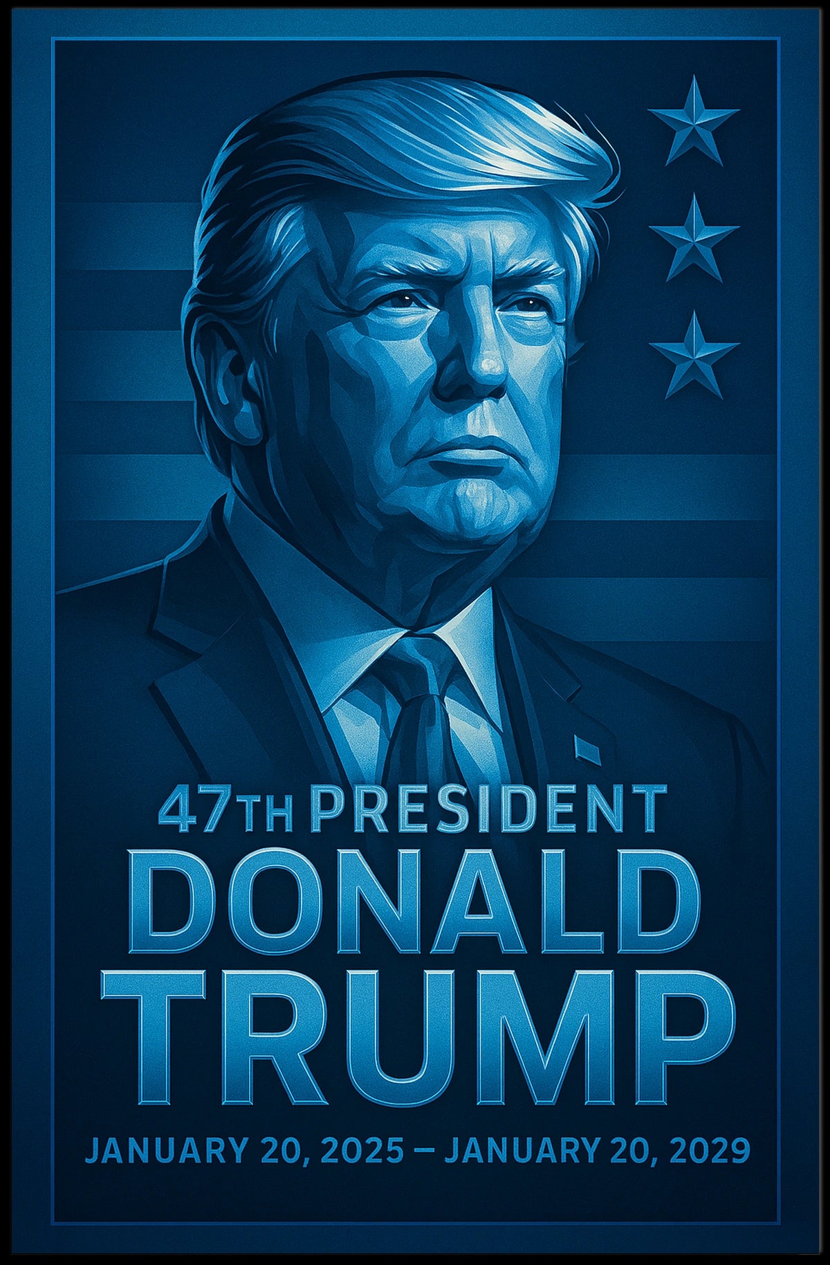 Donald Trump Visionary Blue Futurism Poster