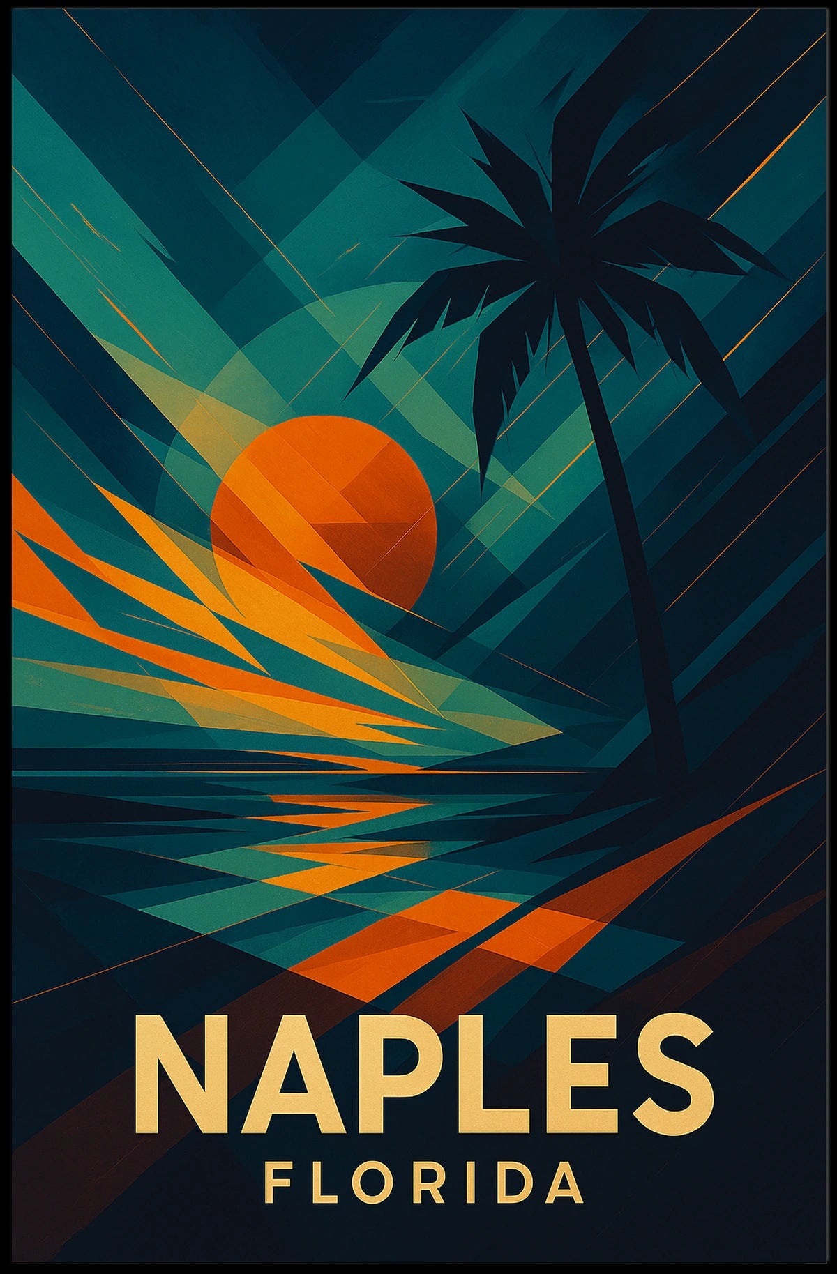 Naples Florida Sunset Vibes Poster Wall Art 18x24 Inches