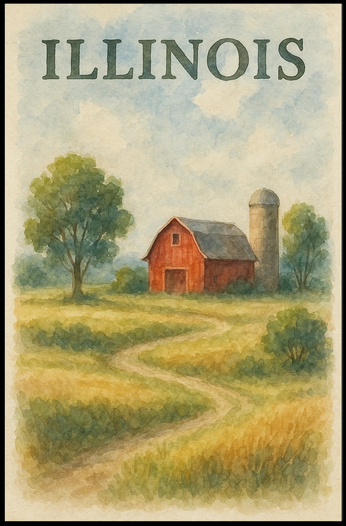Illinois Countryside Dreamer Rustic Poster