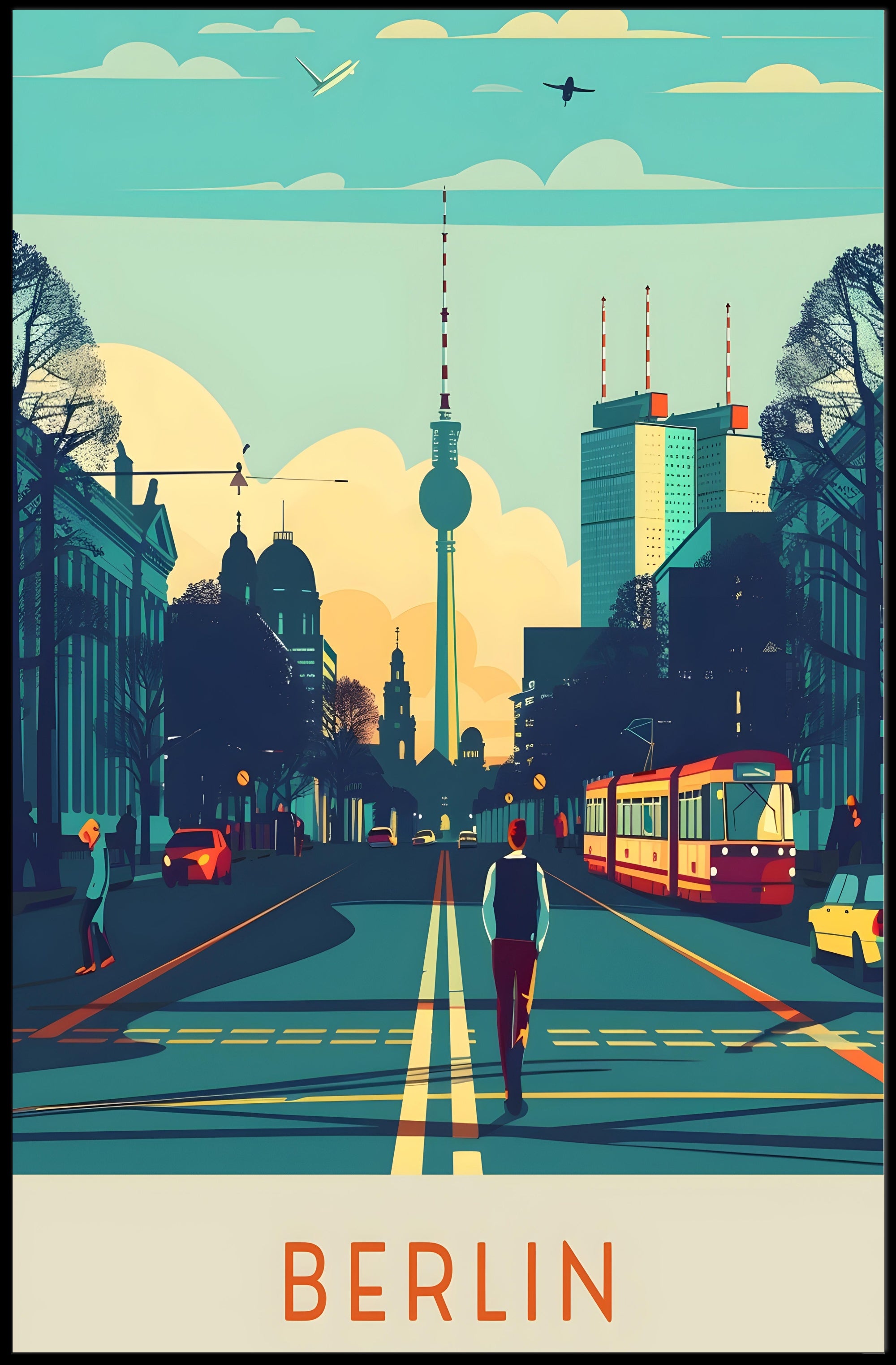 Berlin Skyline Illustration Poster