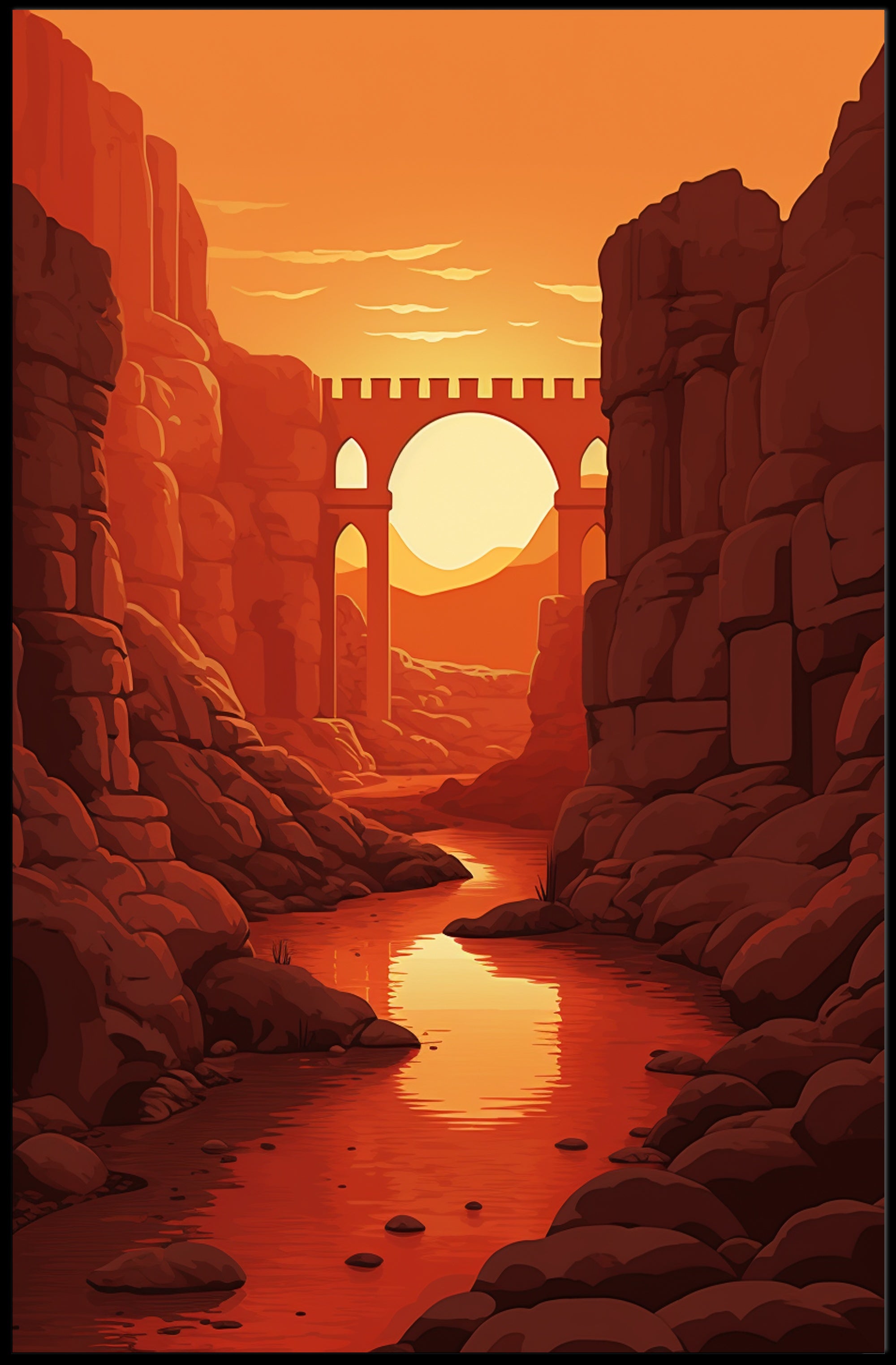 Sunset Over The Canyon Bridge Poster PosterGoat