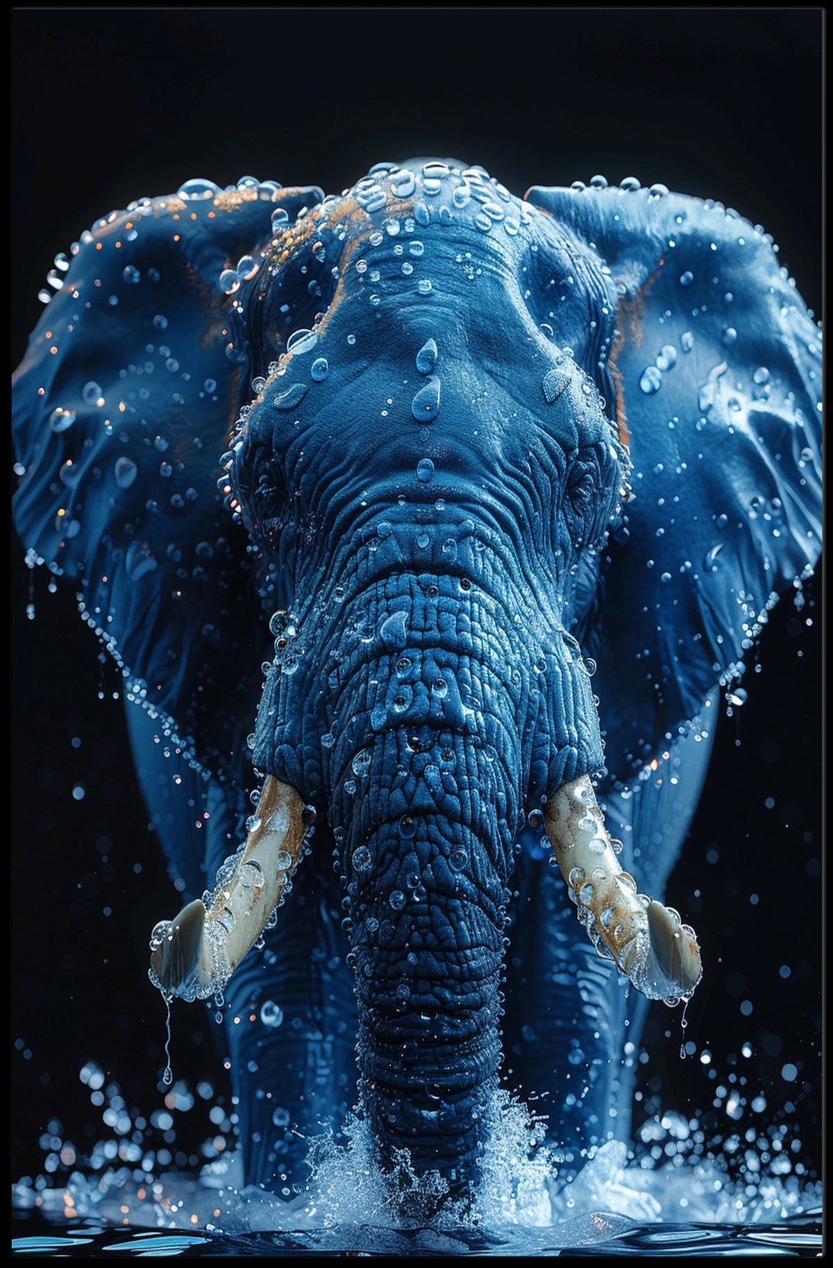 Majestic Elephant In Water Poster
