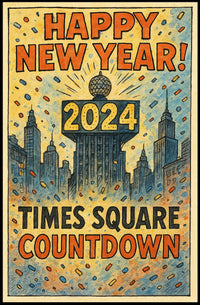 Happy New Year 2024 Times Square Countdown Poster