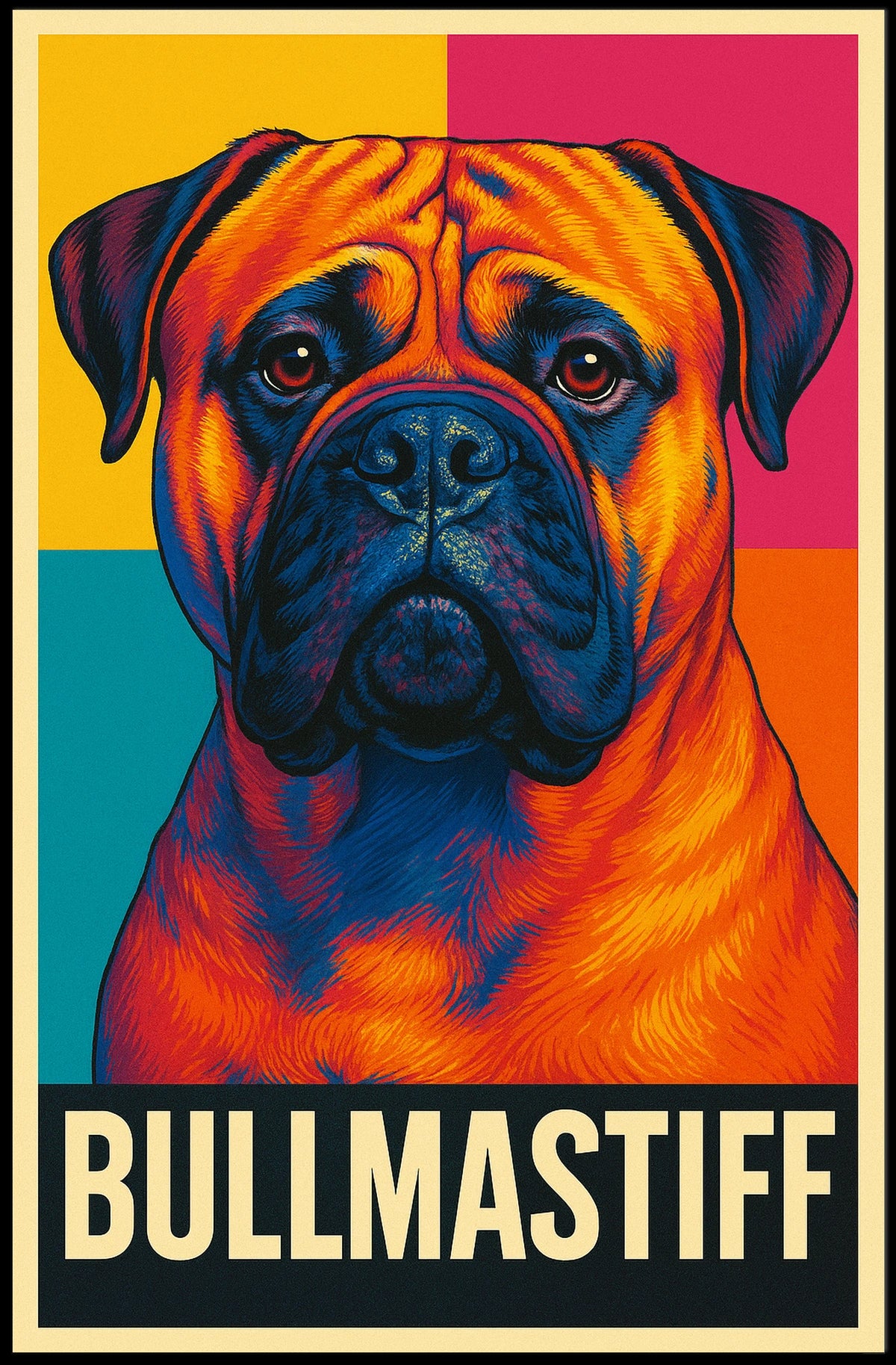 Bullmastiff A Vibrant Portrait Poster