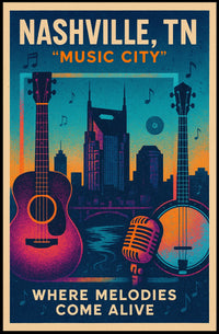Nashville, TN Music City Poster
